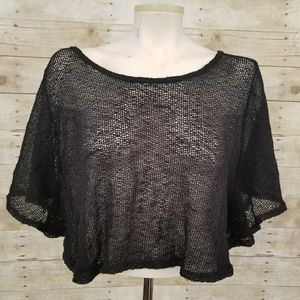 Saks fifth Avenue 5/48 Black Knit Linen Crop Top S